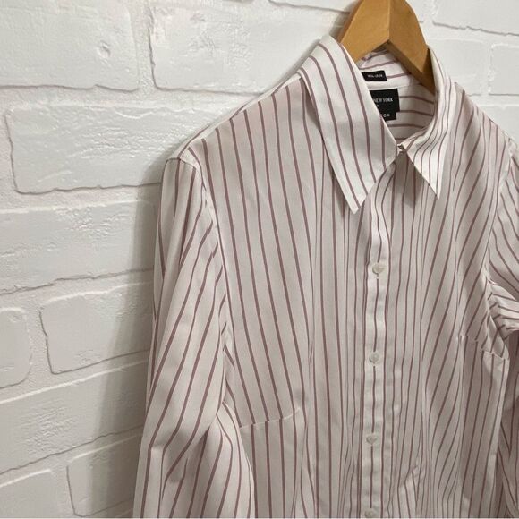 2/40$ JONESNewYork button down shirt non iron stretch striped white red black 16 - Picture 5 of 16
